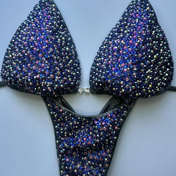 Sparkling Black and Blue Bikini Set - Picture 2 of 6